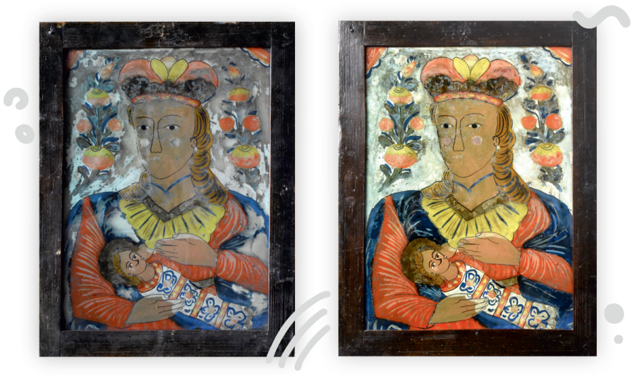 Maľba pod sklom – náboženské motívy